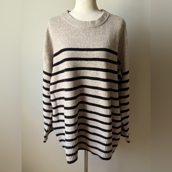 NWT | a new day | Crewneck Tunic Pullover Sweater | Cream (Tan) & Black | XXL - Picture 3 of 7